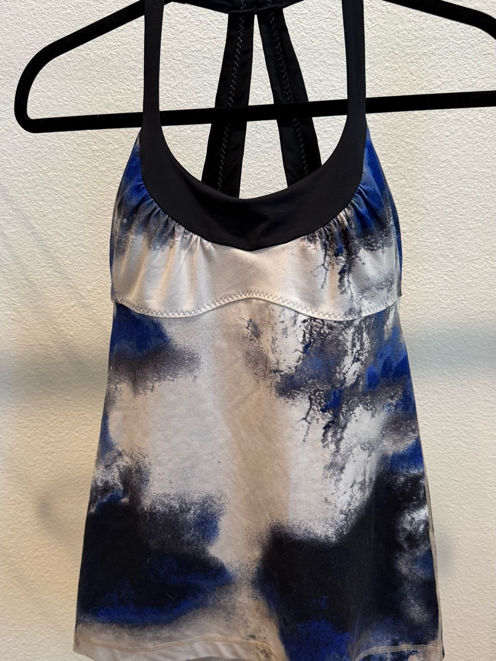 lululemon athletica Blue, Black and White Tie-Dye Racerback Tank